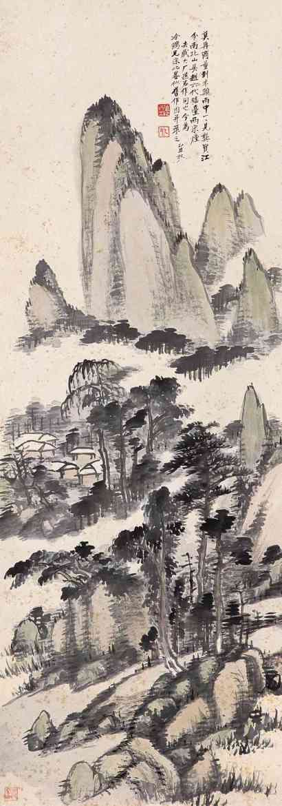 潘达微 乙丑（1925）年作 山水 立轴